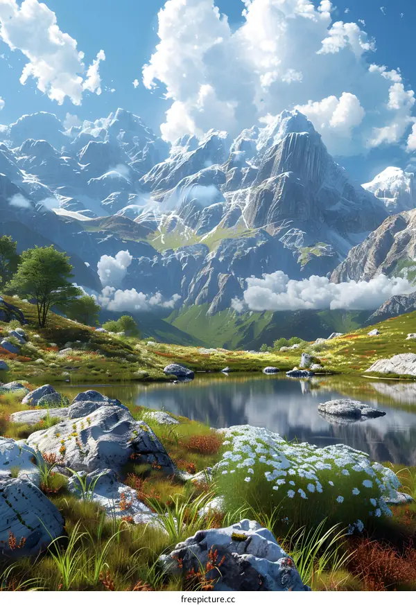 The mountain is covered with snow