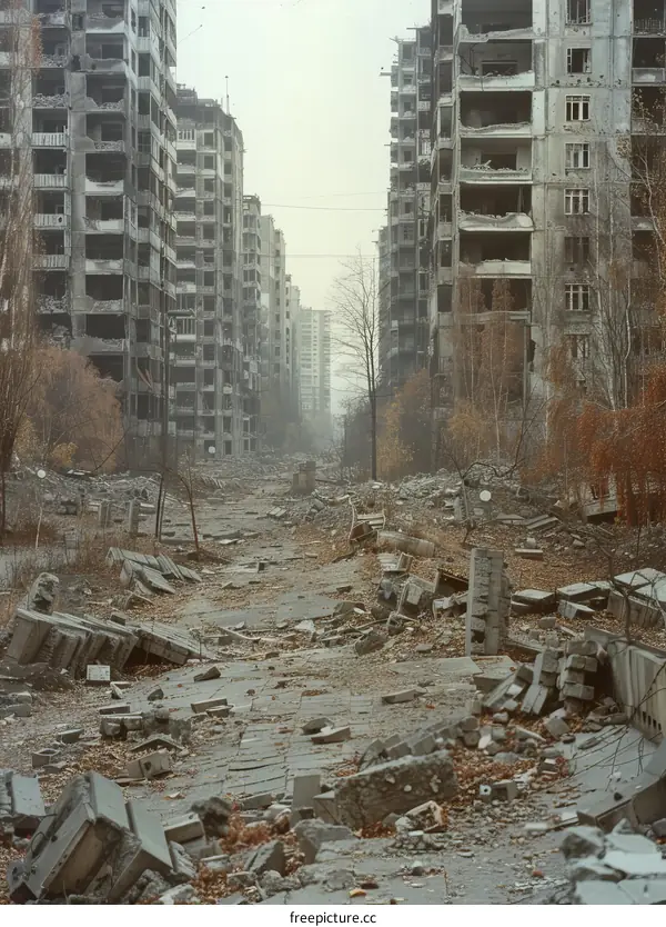 Ruins of abandoned buildings in Pripyat, Ukraine