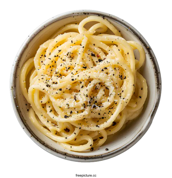 [Transparent Background PNG]A bowl of pasta with cheese and black pepper