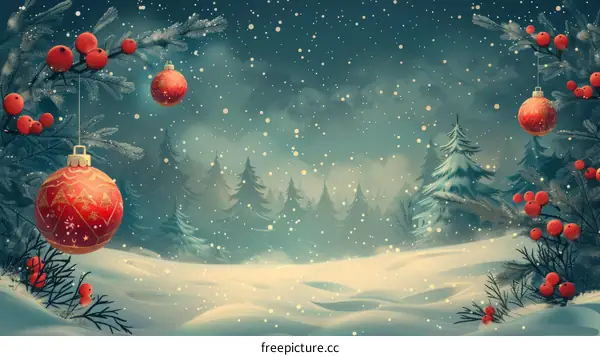 Christmas Decorations in Winter Wonderland Forest