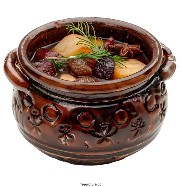 [Transparent Background PNG]A ceramic pot of traditional Uzbek food