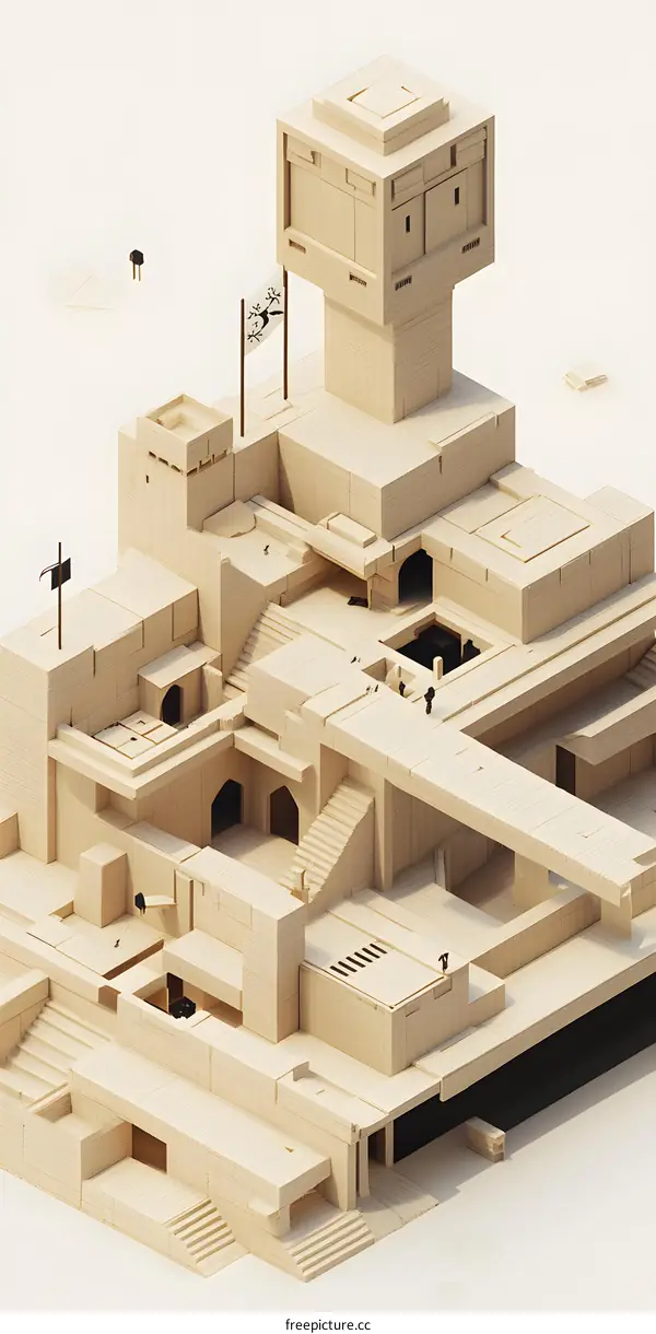 Abstract 3D Render of a Building