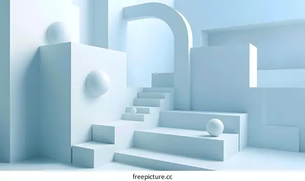 Abstract 3D Geometric Shapes Design Blue Background