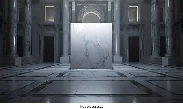 Marble Slab Interior Design With White Marble Walls and Floors