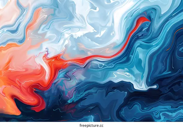 Red and blue liquid mixing together
