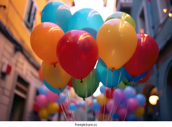 Colorful Balloons in Street