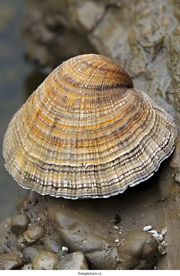 A close-up image of a large brown mushroom with a striped pattern on its cap