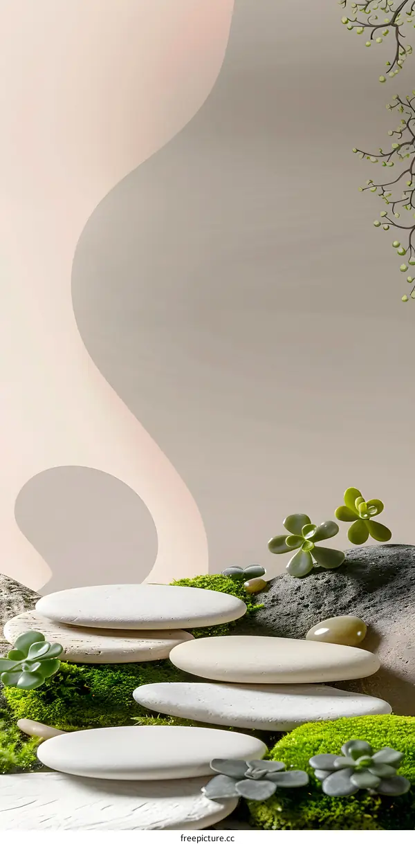 Minimalist Stone and Moss Abstract Background