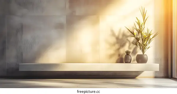 Minimalist Modern Interior Design with Shelf and Plants