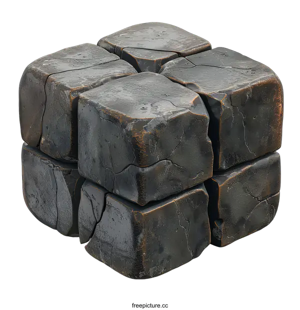 [Transparent Background PNG]Abstract Stone Cube on transparent background