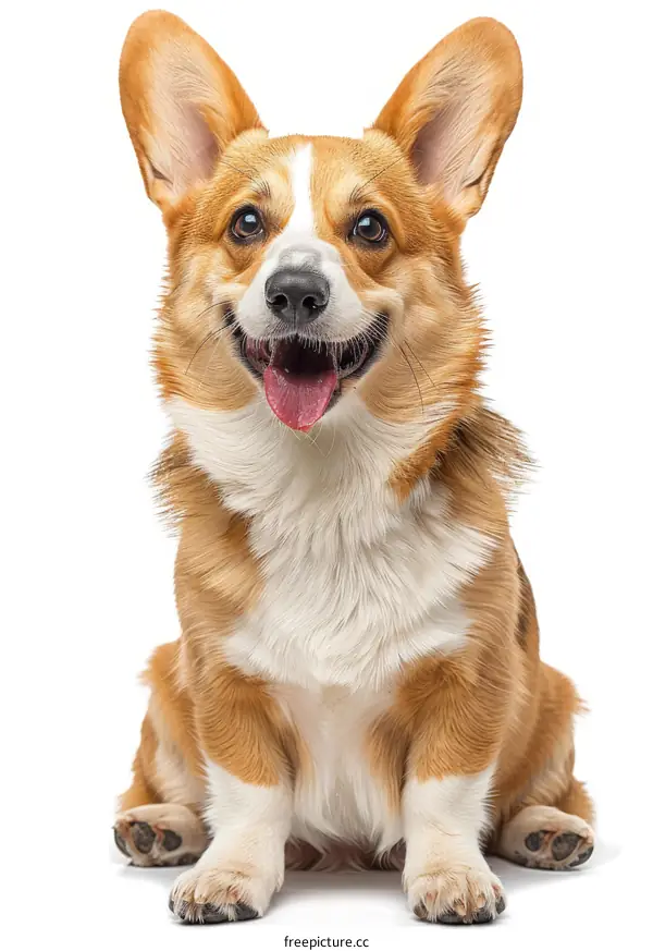 A happy looking brown and white corgi dog