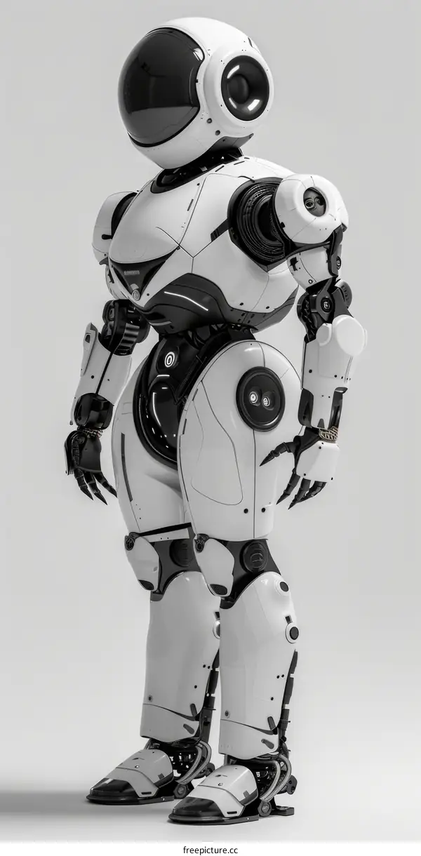 Futuristic White and Black Robot Illustration
