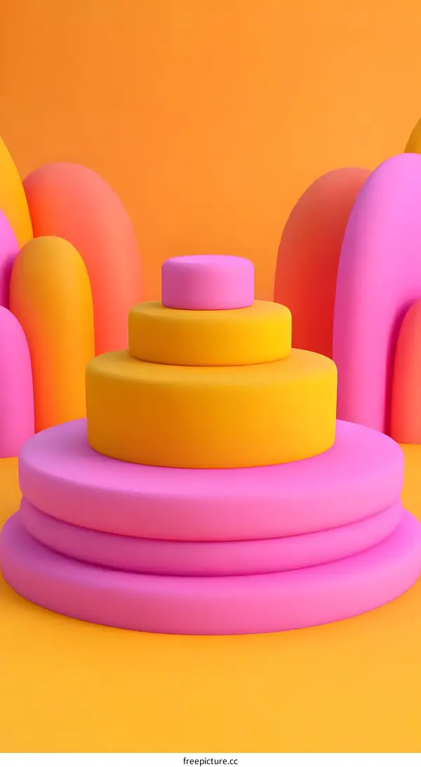 Abstract Pink Yellow 3D  Background  Product  Display  Stage