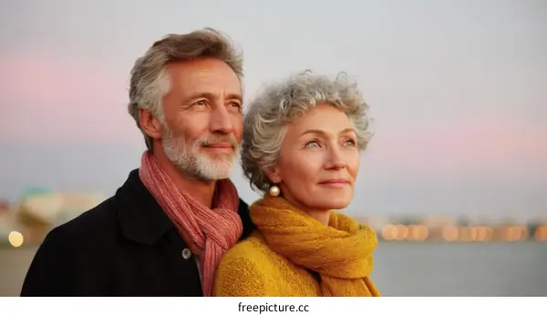 Couple enjoying a sunset view