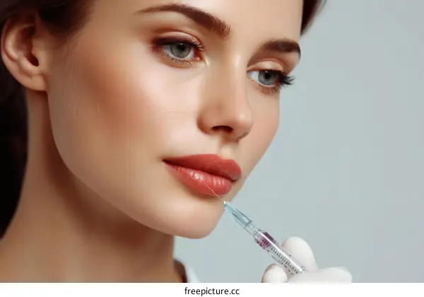 Cosmetic Injection Procedure Close-up on a Womans Face