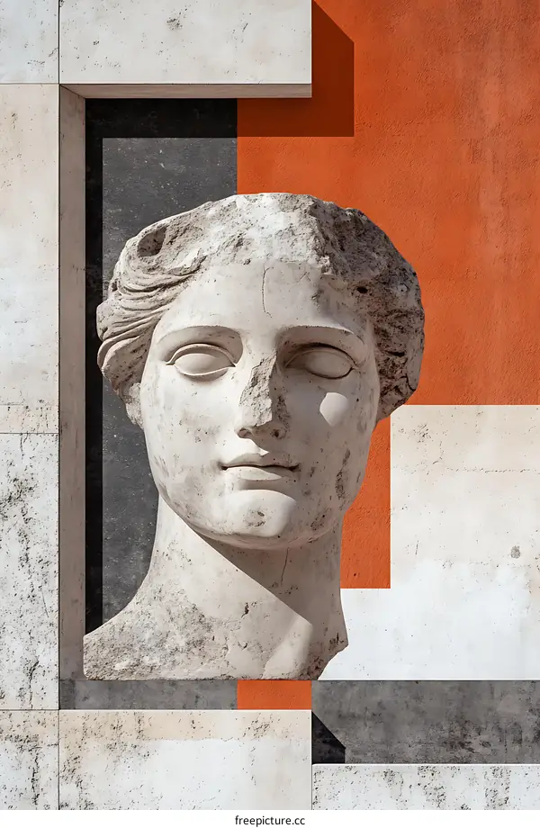 Ancient Bust  in Modern Architectural Frame
