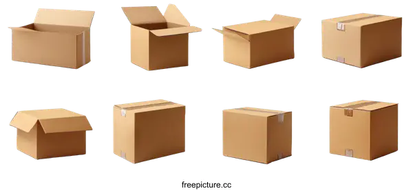 [Transparent Background PNG]Various Cardboard Boxes for Shipping