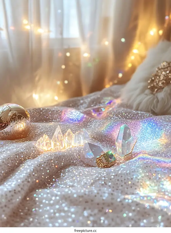 Sparkling Crystals on a Festive Bed