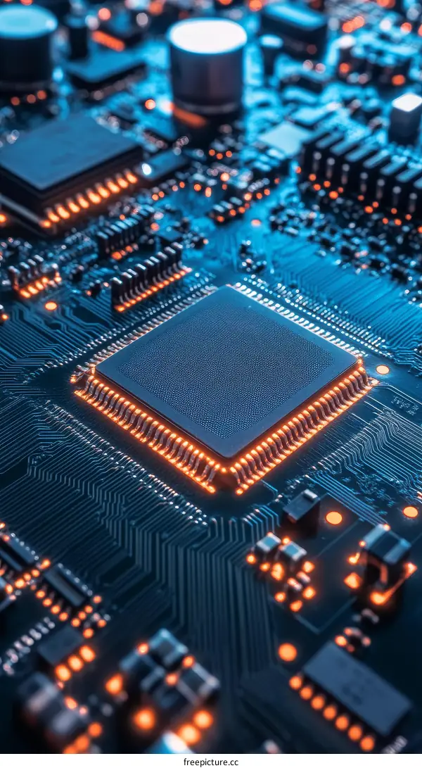 Closeup of a Circuit Board with High-Tech Components