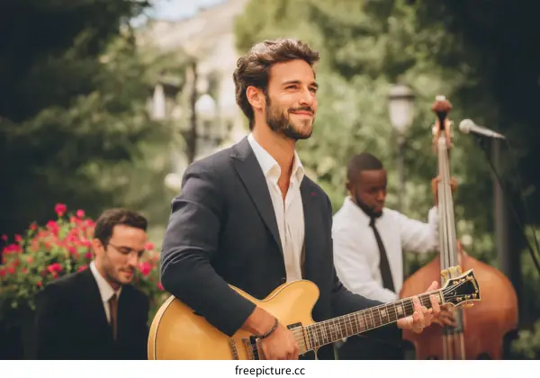 Outdoor Jazz Performance by Two Men