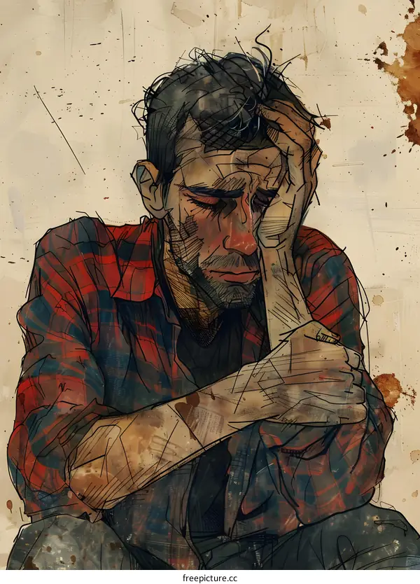 Man holding his head in despair