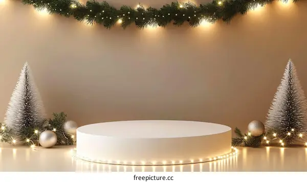 Christmas Display Podium with Festive Decorations