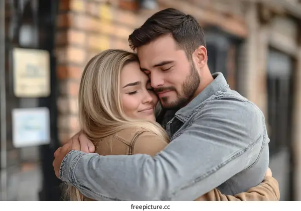 Loving Couple Embracing Outdoors