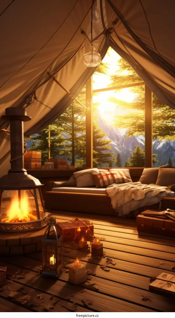 Cozy cabin in the woods with a view of the mountains
