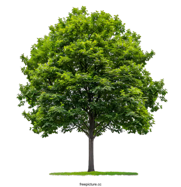 [Transparent Background PNG]Isolated Green Tree with Lush Foliage on White Background