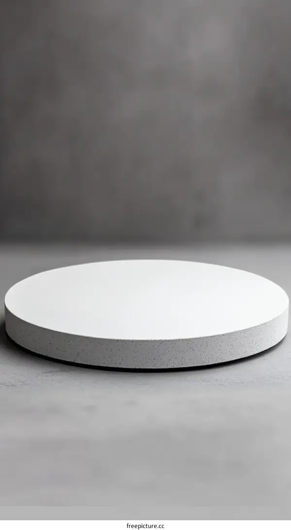 Empty Round White Display Stage on Gray Background