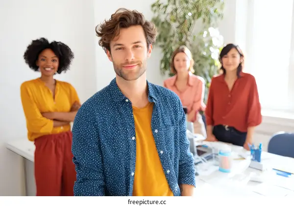 Diverse Business Team Collaboration in Modern Office