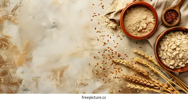 Wheat and Grain Flat Lay Background