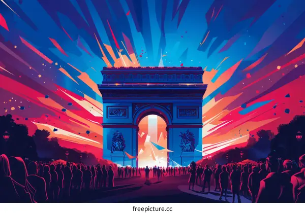 Crowds Gather at the Arc de Triomphe in Paris