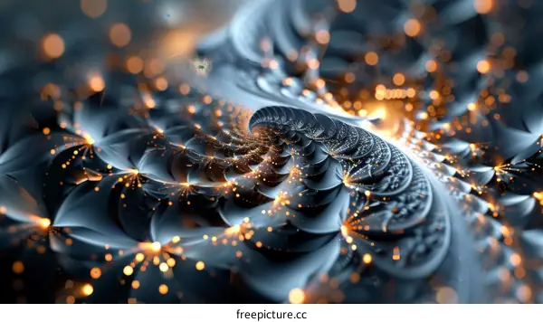 Blue and Gold Fractal Flowers