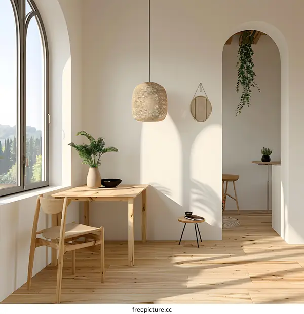 Minimalist Interior Design with Natural Light and Wooden Furniture