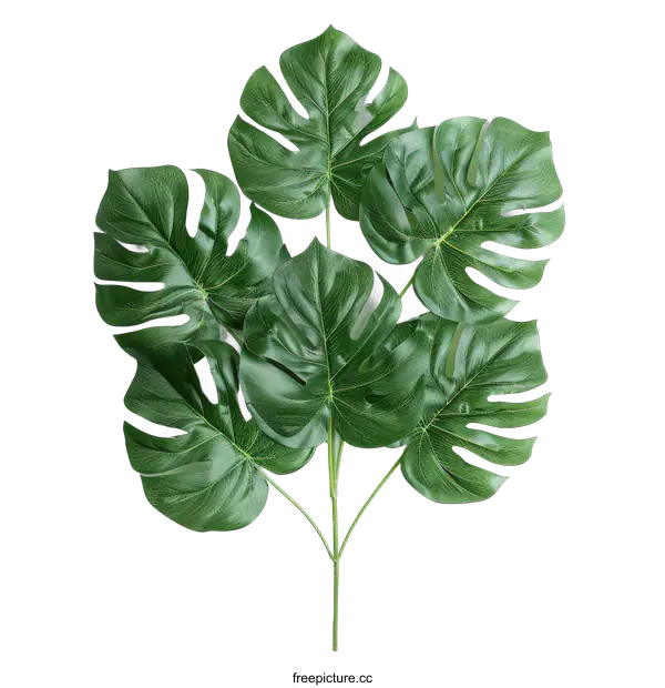 [Transparent Background PNG]Tropical green leaves on black background