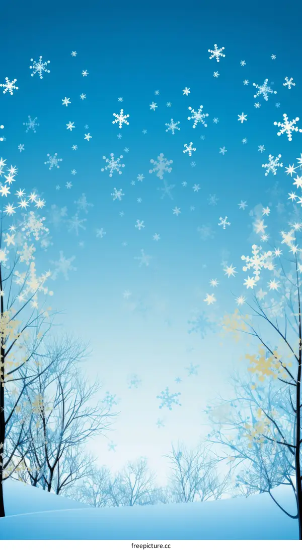 Blue winter snow scene