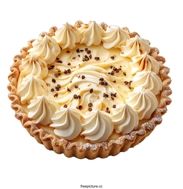 [Transparent Background PNG]A delicious-looking tart with a buttery crust, creamy filling, and delicate meringue topping.