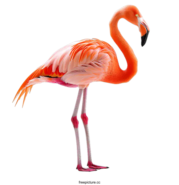 [Transparent Background PNG]A pink flamingo standing on one leg