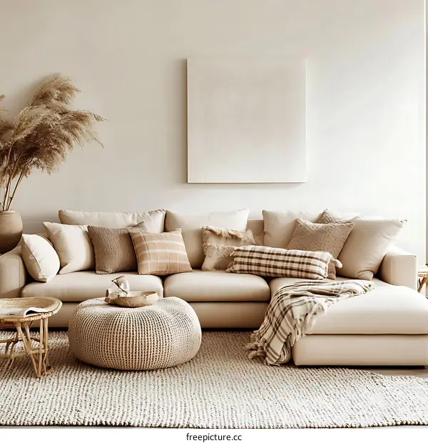 Beige Sectional Sofa Living Room Interior Design