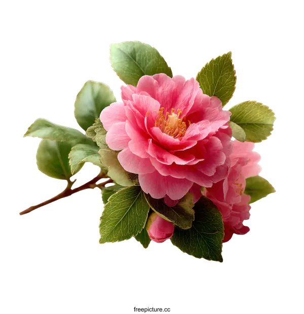 [Transparent Background PNG]Close-up Pink Camellia Flower Bouquet