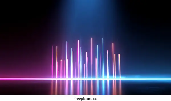 Neon Light Abstract Scene with Graphic Elements