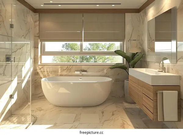Modern Luxury Bathroom Design with Natural Stone