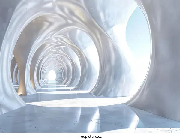 White Marble Futuristic Tunnel