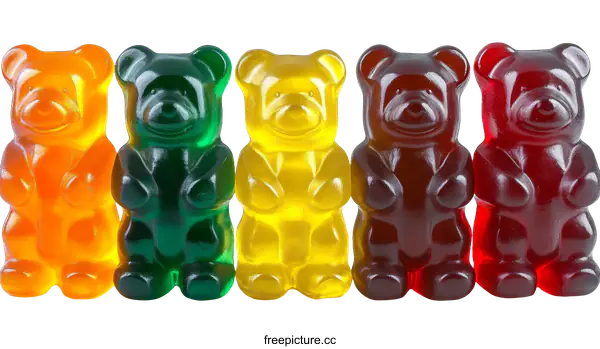 [Transparent Background PNG]Colorful Gummy Bears on White Background