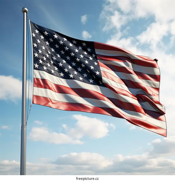 American Flag Blowing in the Wind