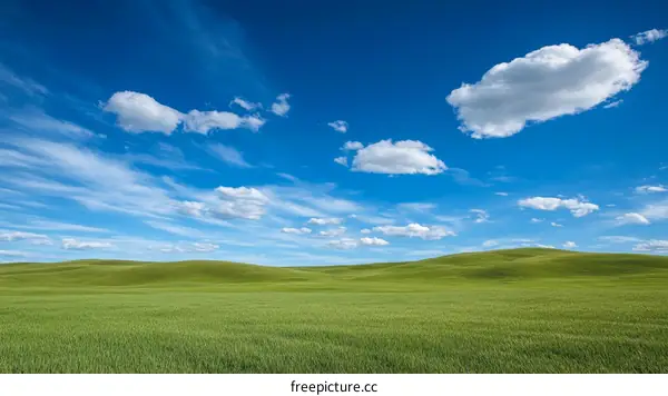 Vast Green Field Under a Blue Sky