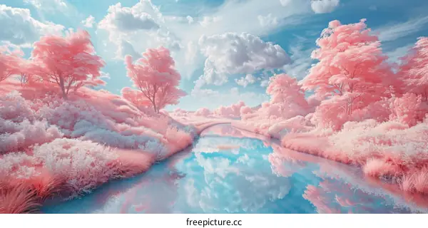 Pink Dream World Landscape: Surreal and Vibrant