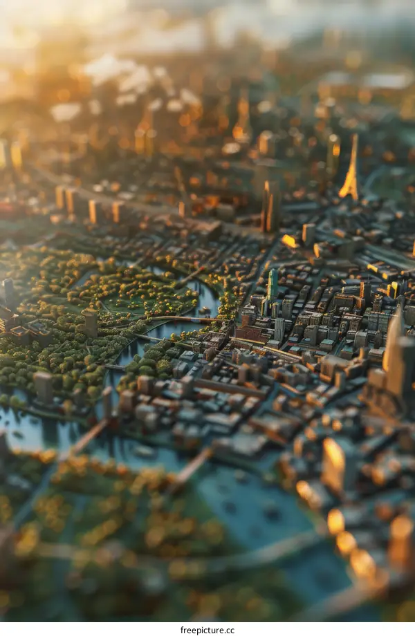 A Miniature City with a Winding River