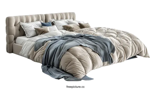 [Transparent Background PNG]Luxury Double Bed with Quilt Set